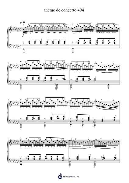 theme de concerto 494 Sheet Music by Shirō Sagisu-Arr.Junegia Wato