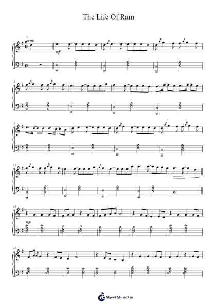 The Life Of Ram Sheet Music by Govind Vasantha/Sirivennela Seetharama Sastry-Arr.Woolfleen Juskirk