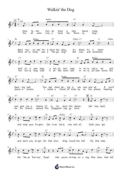 Walkin' the Dog Sheet Music by Shelton Brooks-Arr.Jillmo Grantbott