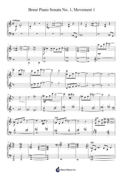 Breur Piano Sonata No. 1, Movement 1 Sheet Music by Arthur Breur-Arr.Virmoll