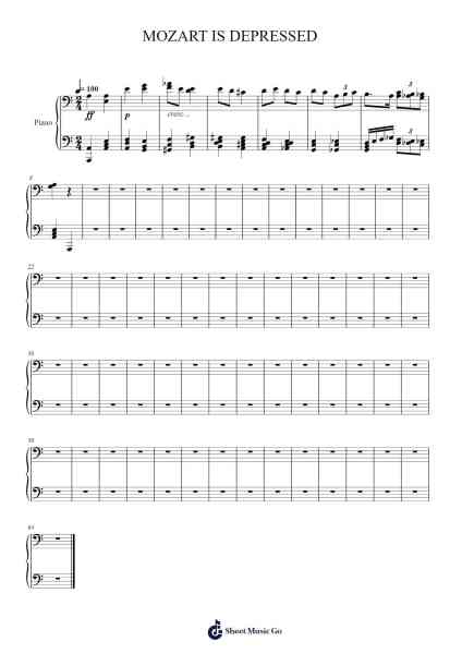 MOZART IS DEPRESSED Sheet Music by Molclark-Arr.Blycarr