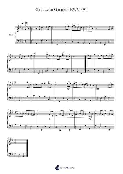 Gavotte in G Major, HWV 491 Sheet Music by Georg Friedrich Händel-Arr.Molsham