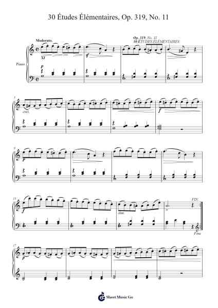 30 Études Élémentaires, Op. 319, No. 11 Sheet Music by Jacques-Louis Battmann-Arr.Tybey