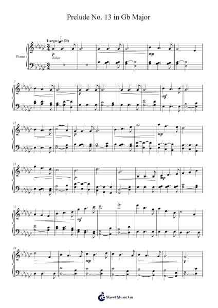 Prelude No. 13 in G-flat Major, Op. 11, No. 1 Sheet Music by Jonathan M. Duncan-Arr.Reedthey Zeway