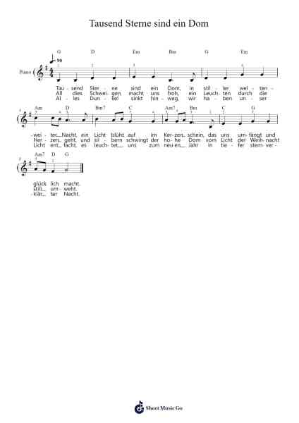 Tausend Sterne sind ein Dom Sheet Music by Siegfried Köhler-Arr.Fowcoln