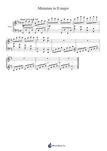 Miniature in D major Sheet Music by Graice Jeffrex-Arr.Agsean