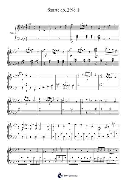 Sonate op. 2 No. 1 乐谱由 Ludwig van Beethoven - 编曲 Oisensel Hilget
