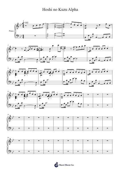 Hoshi no Kuzu Alpha Sheet Music by Salyu × haruka nakamura-Arr.Dwightlitt