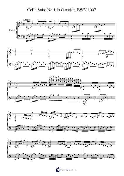 Cello Suite No. 1 in G Major, BWV 1007 Sheet Music by Johann Sebastian Bach-Arr.Dilfred Haro