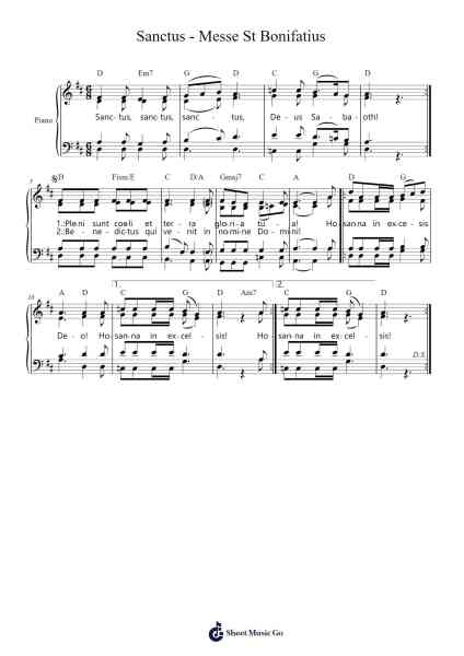 Sanctus - Messe St Bonifatius Sheet Music by -Arr.Leclair