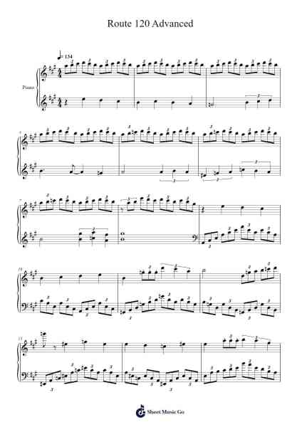 Route 120 Advanced Sheet Music by Junichi Masuda-Arr.Wershop Keyburns