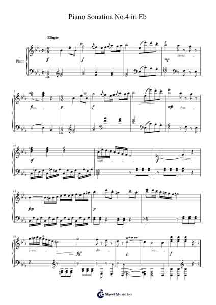 Piano Sonatina No.4 in Eb Sheet Music by Noah C. Selim-Arr.Thompritt Rhysglan
