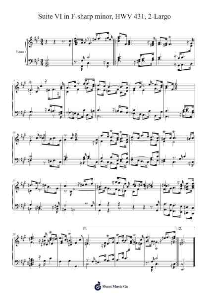 Suite VI in F-sharp minor, HWV 431: II. Largo Sheet Music by Georg Friedrich Händel-Arr.Thomfrank Springper