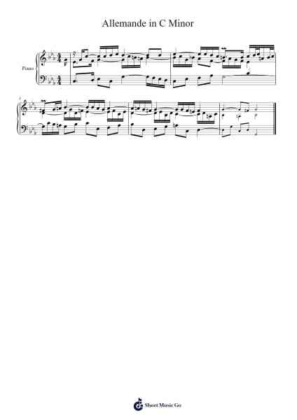 Allemande in C Minor Sheet Music by jeffx99-Arr.Prittlay