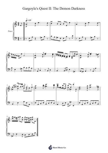 Gargoyle's Quest II: The Demon Darkness Sheet Music by Yuki Iwai-Arr.Jonessibyl Midsopp