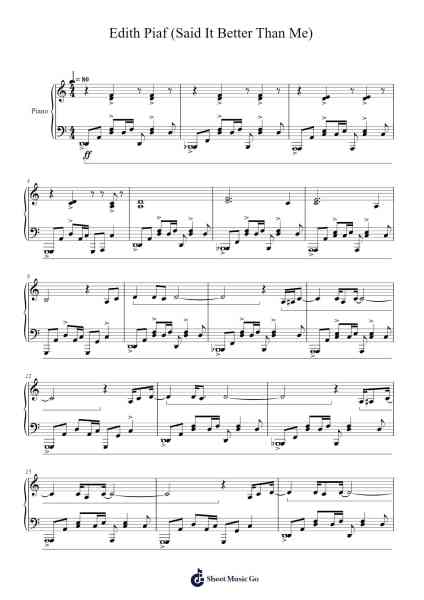 Edith Piaf (Said It Better Than Me) Sheet Music by Sparks-Arr.Cookqe