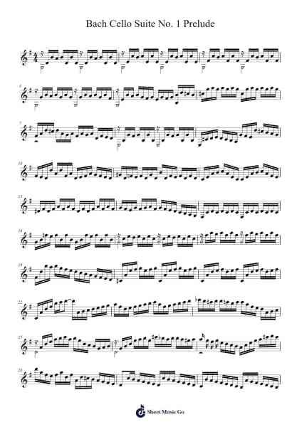 Bach Cello Suite No. 1 Prelude 乐谱由 Johann Sebastian Bach - 编曲 Phylpeg Bradning