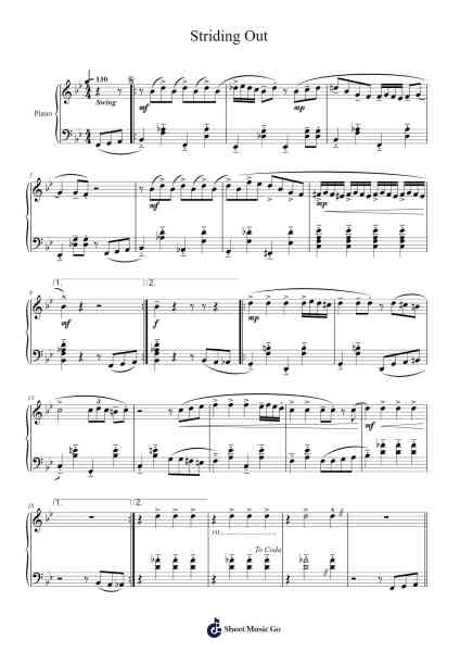 Striding Out Sheet Music by Micah Edwards-Arr.Temlouie Ramsjo