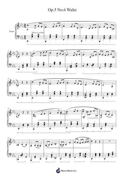 Op.5 No.6 Waltz Sheet Music by Richard Cai-Arr.Funkdrich Mansbing