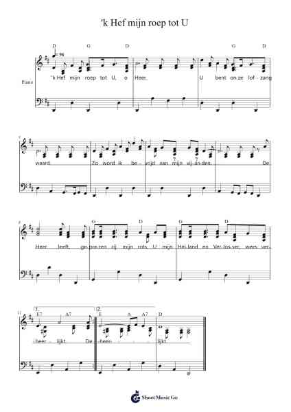 'k Hef mijn roep tot U Sheet Music by -Arr.Norther
