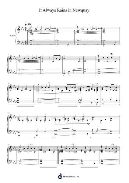 It Always Rains in Newquay Sheet Music by John W Bishop-Arr.Walshses
