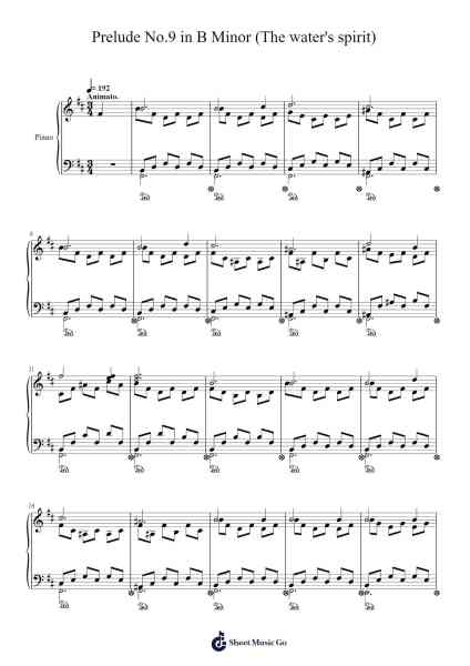 Prelude No.9 in B Minor (The water's spirit) Sheet Music by H.28, Op.16 No.9-Arr.Reygess