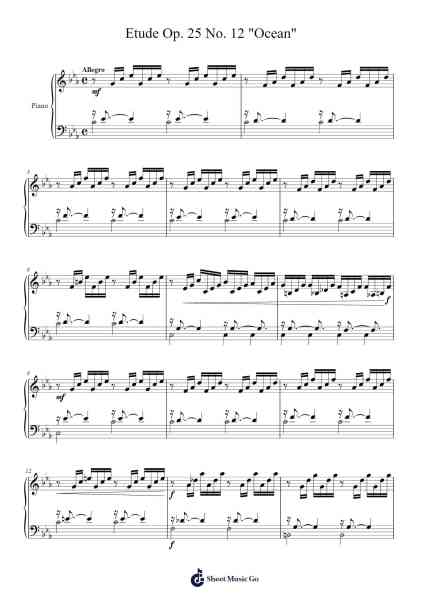 Etude Op. 25 No. 12 in C Minor "Ocean" Sheet Music by Frédéric Chopin-Arr.Jorriel Toursnoah