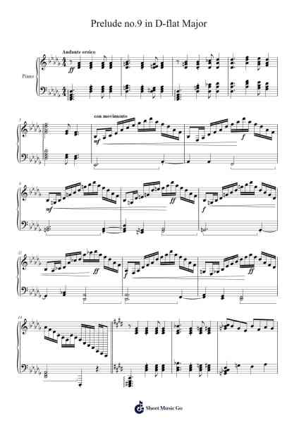 Prelude No. 9 in D-flat Major Sheet Music by F. Golin-Arr.Dobcius