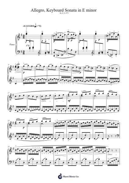 Keyboard Sonata in E Minor, K.15, L.374 Sheet Music by Domenico Scarlatti-Arr.Kelins Woothe