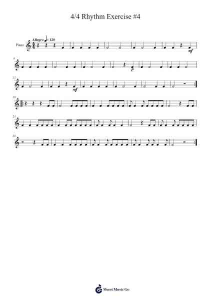 4/4 Rhythm Exercise #4 Sheet Music by Childtate Ramsster-Arr.Hodgham Bobbright