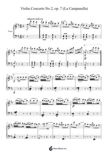 Violin Concerto No. 2 in B Minor, Op. 7, "La Campanella" Sheet Music by Niccolò Paganini-Arr.Ldad Jeanvan