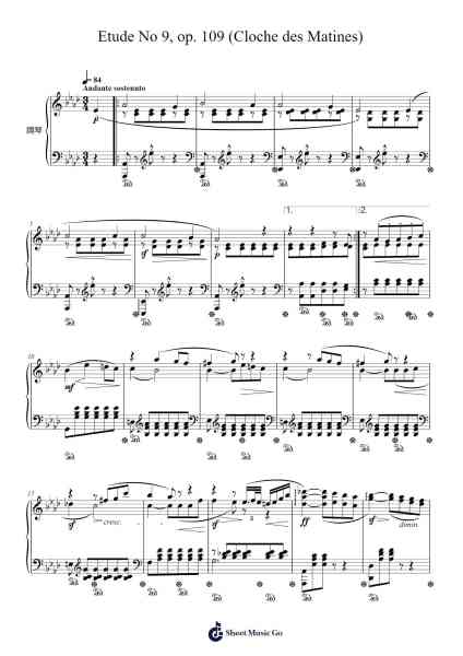 Etude No. 9 in F Minor, Op. 109 "Cloche des Matines" Sheet Music by Friedrich Burgmüller-Arr.Gorliz