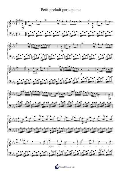 Petit Preludi per a Piano Sheet Music by Cisdrey-Arr.Wrightrae