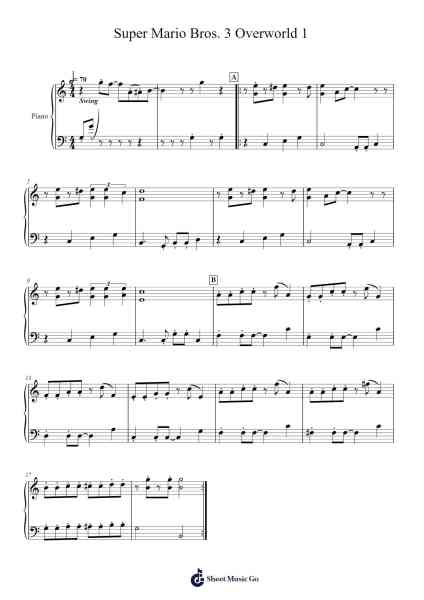 Super Mario Bros. 3 Overworld 1 Sheet Music by Koji Kondo-Arr.Virwey Bloornid