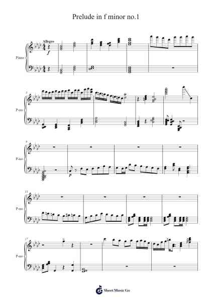 Prelude in F Minor, No. 1 Sheet Music by Roynold Alzie-Arr.Zaharte Whlith