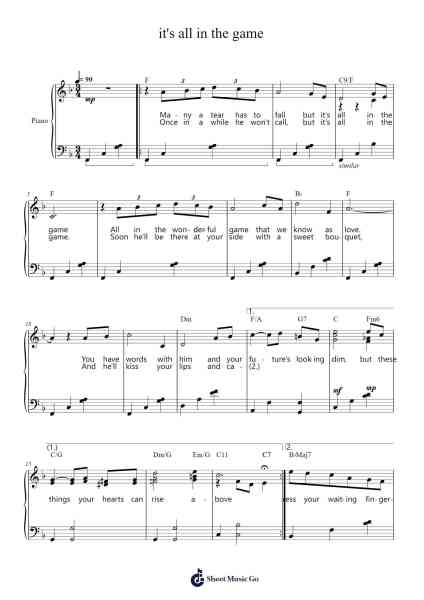 it's all in the game Sheet Music by Tommy Edwards-Arr.Charwen
