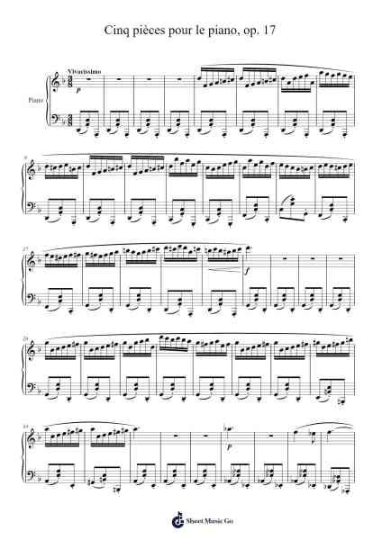 Cinq pièces pour le piano, Op. 17: No. 2, Scherzo Sheet Music by 20065364-Arr.Vinpeare