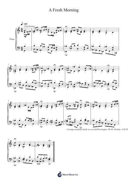 A Fresh Morning Sheet Music by Toursbur-Arr.Greenblack Xawilde