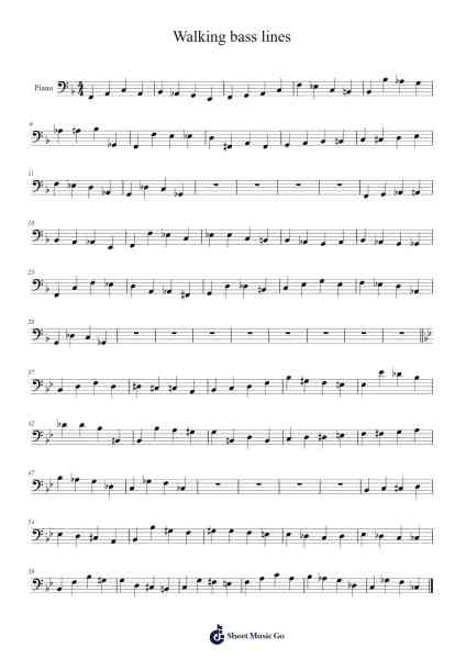 Walking bass lines Sheet Music by -Arr.Lespenn
