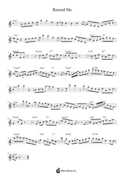Record Me Sheet Music by Unknown author-Arr.Bunjoan Payley