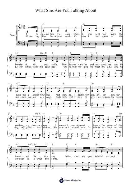 What Sins Are You Talking About Sheet Music by Harold Lane/Ben L. Speer-Arr.Croftslon Maugnings