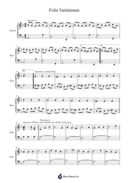 Folia Variationen 樂譜由 Cornelicorn - 編曲 Branbart