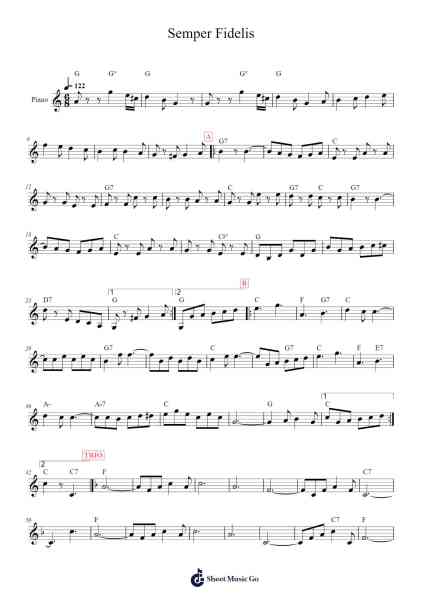 Semper Fidelis Sheet Music by John Philip Sousa-Arr.Joedrich