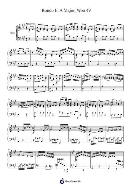 Rondo in A Major, WoO 49 Sheet Music by Ludwig van Beethoven-Arr.Bingpiers Georlance
