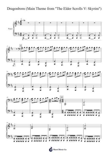 Dragonborn (Main Theme from "The Elder Scrolls V: Skyrim") Sheet Music by Jeremy Soule-Arr.Mauddam Linddice