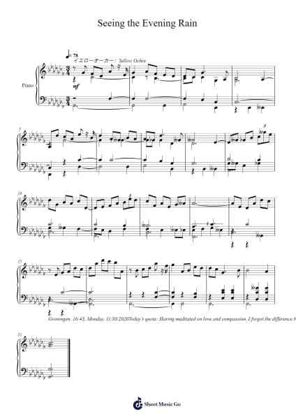 Seeing the Evening Rain Sheet Music by Toursbur-Arr.Osworth Gosca