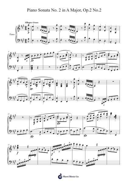 Piano Sonata No. 2 in A Major, Op.2 No.2 Sheet Music by Ludwig van Beethoven-Arr.Hughtram Simpsel