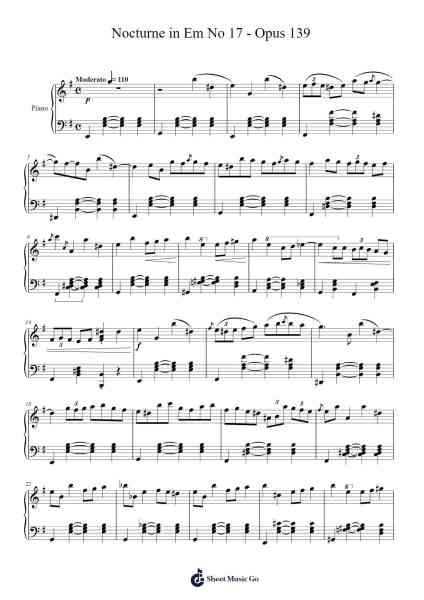 Nocturne in E Minor, No. 17, Op. 139 Sheet Music by officialMozarrt-Arr.Saxbraith
