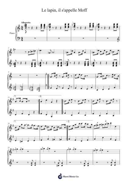Le lapin, il s'appelle Moff Sheet Music by Yorkkim-Arr.Swinfred Clarkdiah