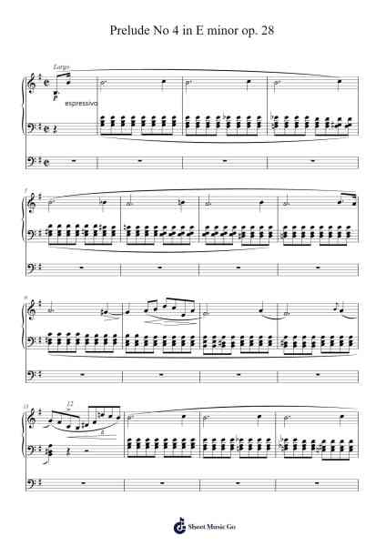 Prelude No. 4 in E Minor, Op. 28: Largo Sheet Music by Frédéric Chopin-Arr.Bauzel Zebian
